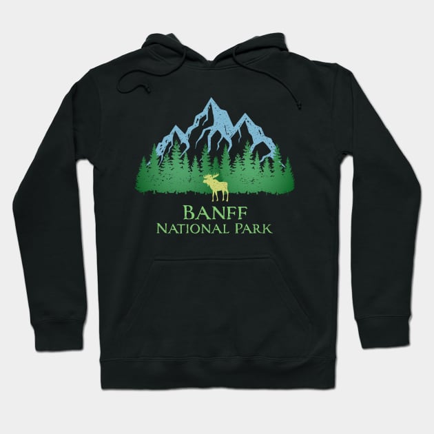 Banff National Park Moose Canada Canadian Rocky Mountains Souvenir Hoodie by Pine Hill Goods